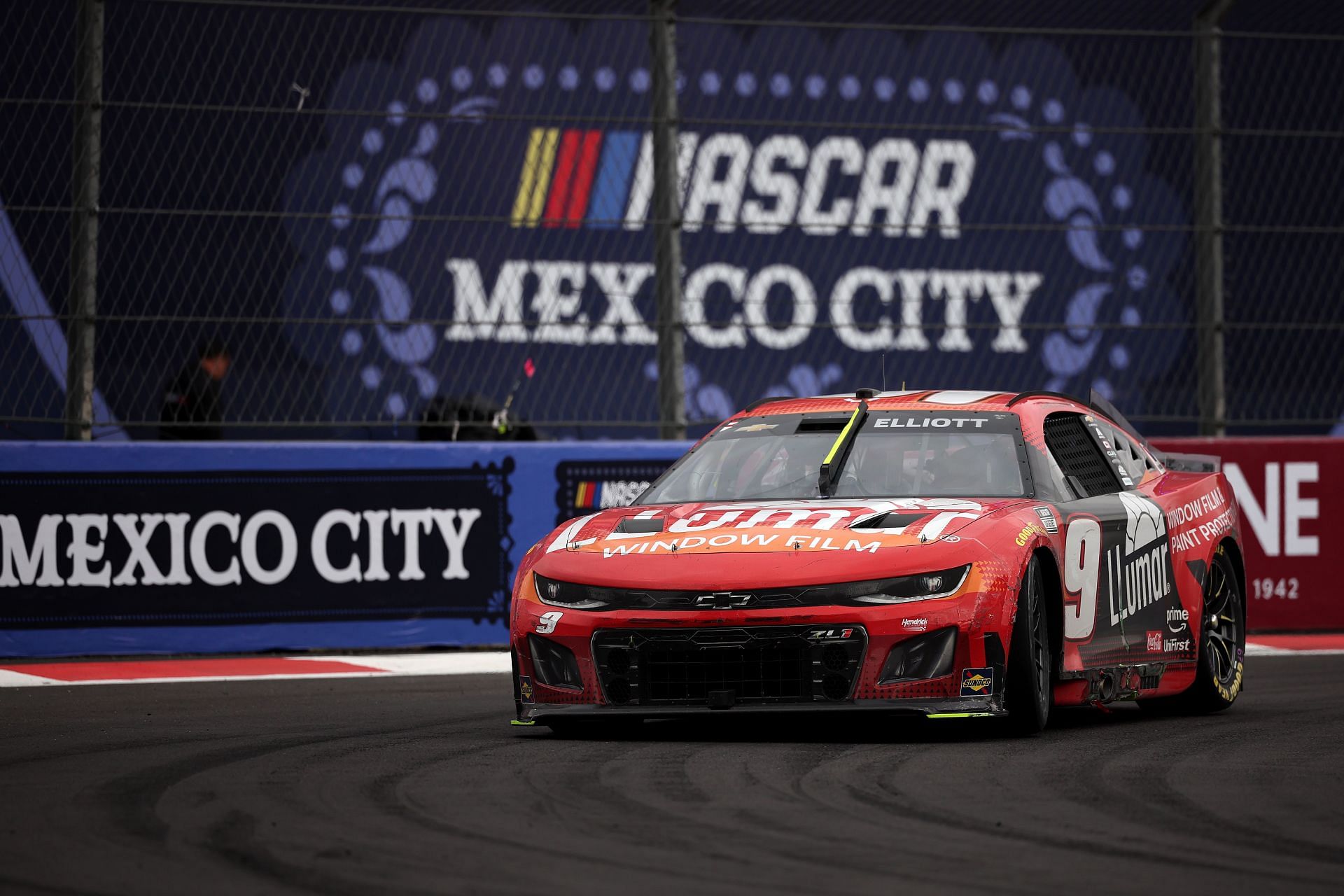 Chase Elliott, driver of the #9 LLumar Chevrolet, drives during the NASCAR Cup Series Viva Mexico 250 at Autodromo Hermanos Rodriguez - Source: Getty